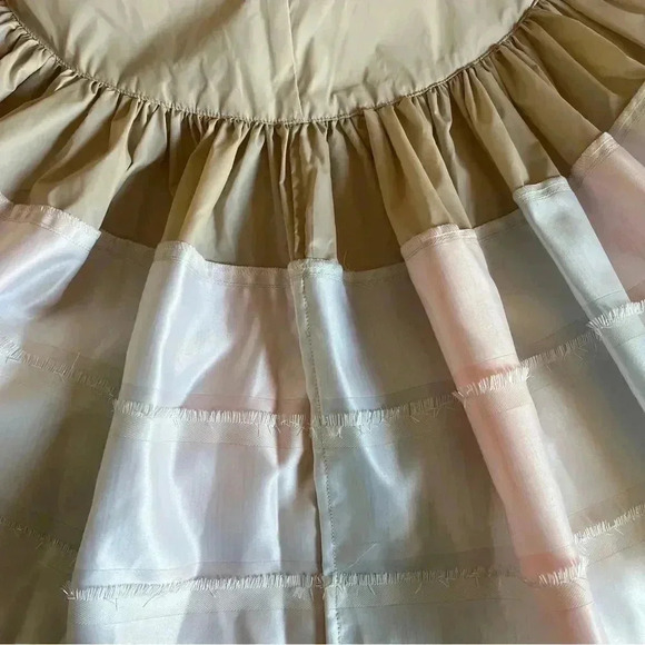 JOURDEN Beige Tie Dye Fringe Flapper Midi Sleeveless Dress Size 4 - Picture 11 of 16